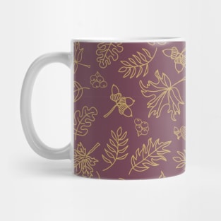 Fall leaves Gold On Puple Mug